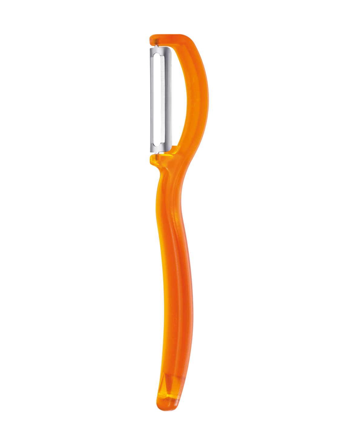 triangle universal swivel peeler with straight blade and orange handle