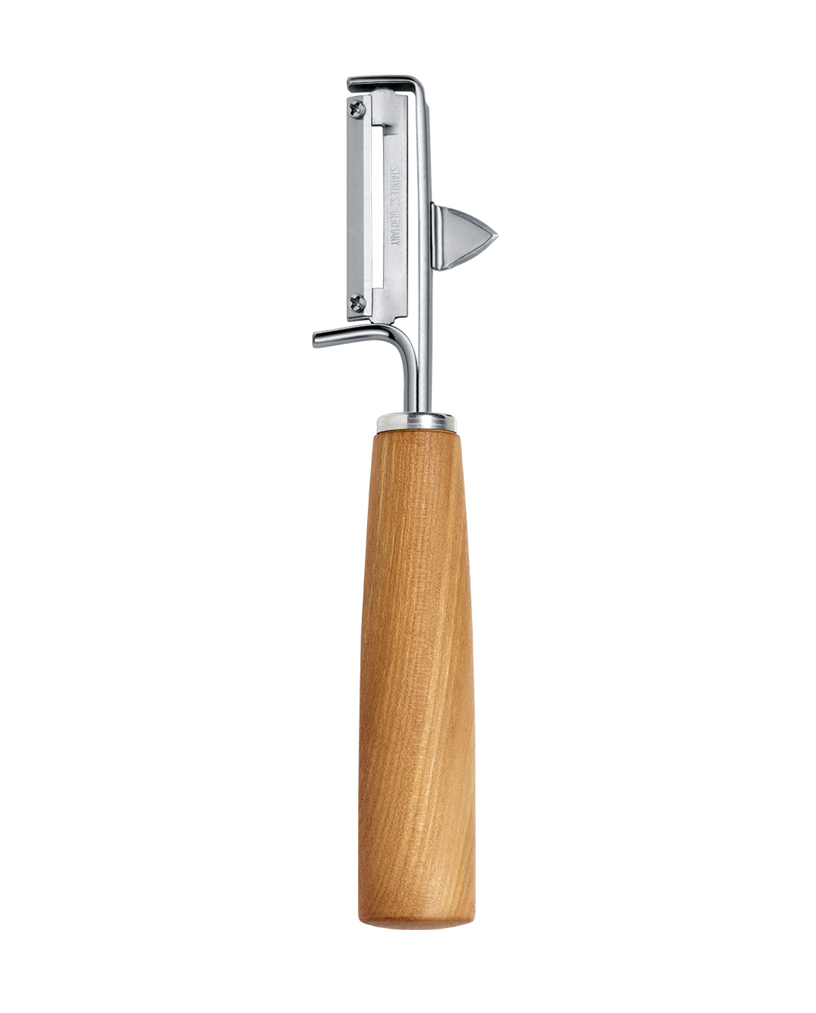 triangle Swivel peeler Mood for right hand with cherry wood handle