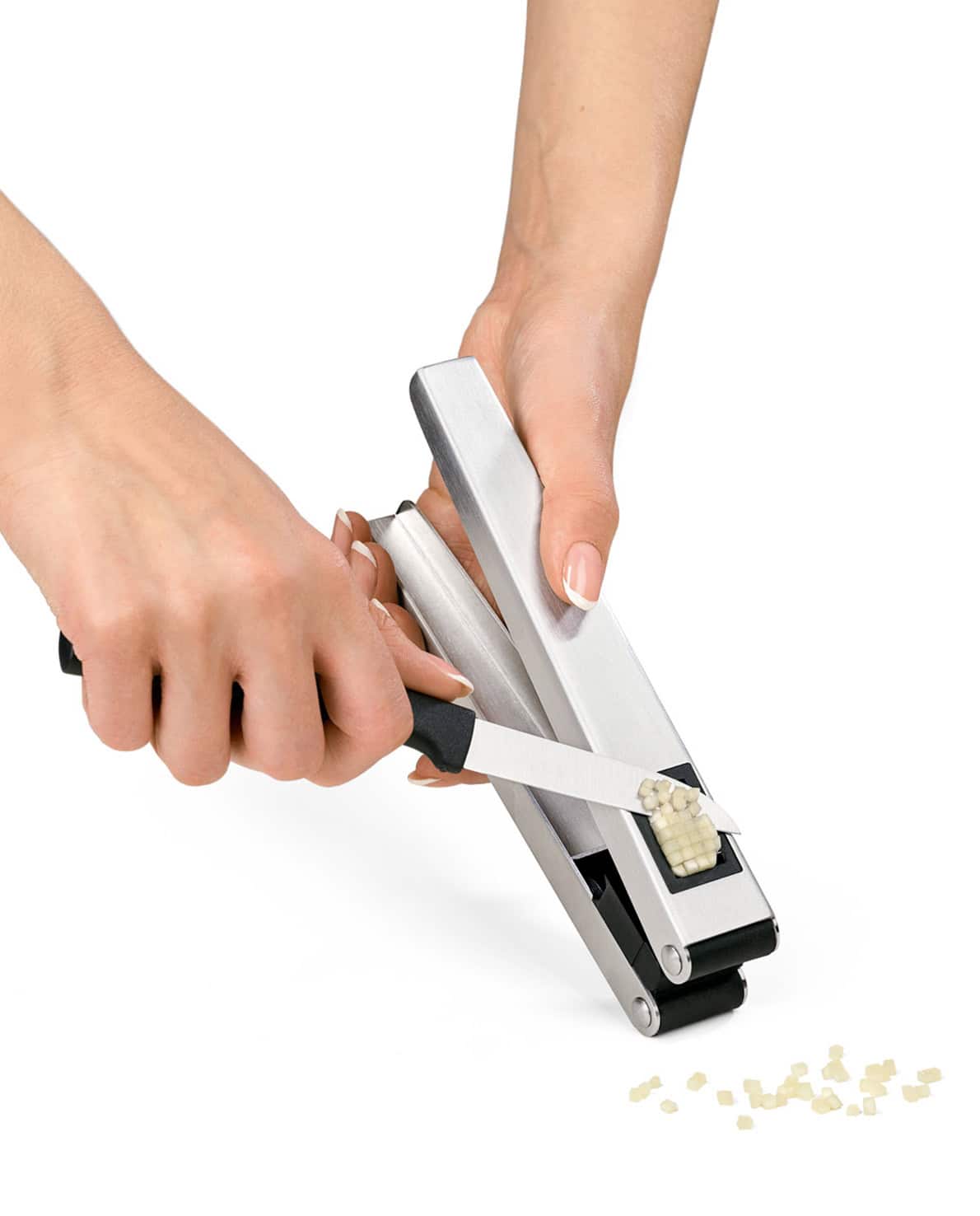 Garlic cutter & press DUO, 2-in-1 garlic tool